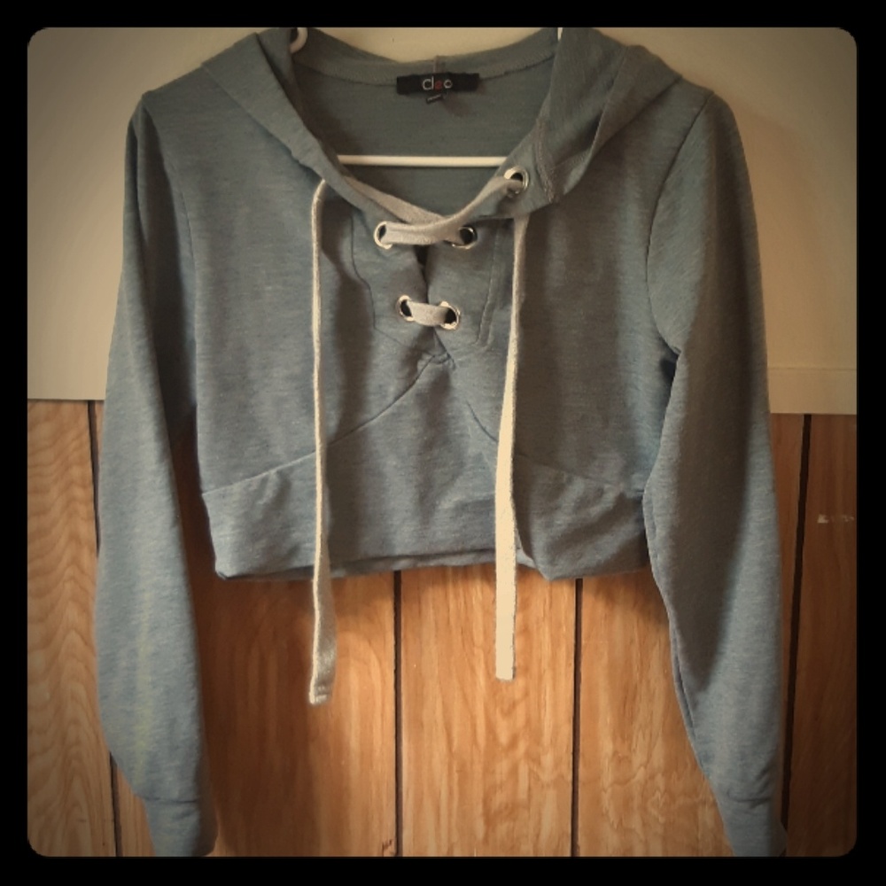 Gray Crop Hoodie